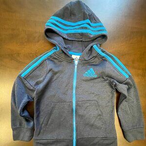 Adidas Boys Full Zip Hoodie Size 5, Blue